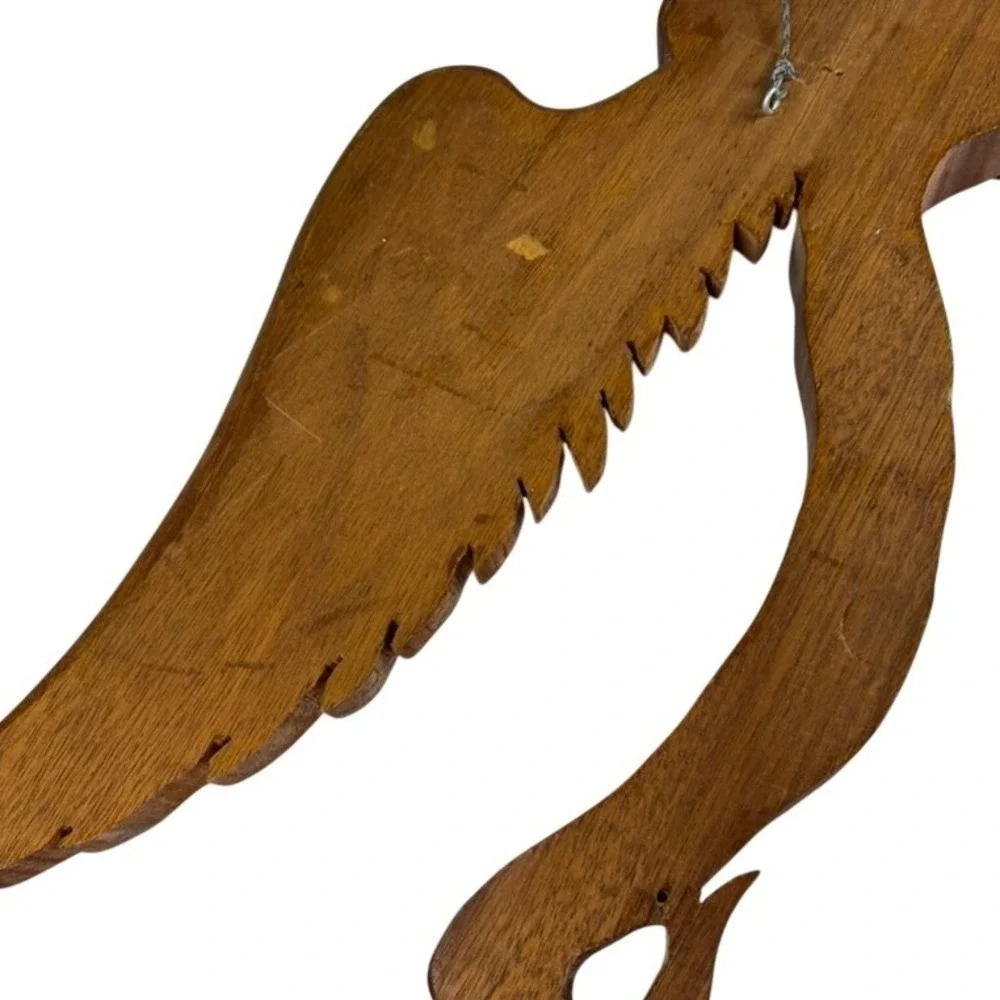 Wood Eagle Wall Plaque Unisex Large Brown Excellent Patriotic Folk Art
